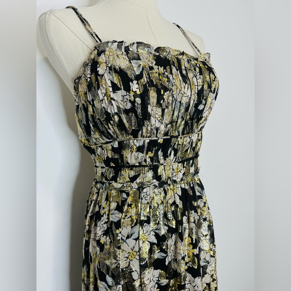 ML Monique Lhuillier Metallic Chiffon Maxi Dress - Picture 5 of 9